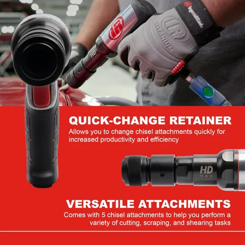 Miniatura 3 de Ingersoll Rand 135MAXK Martillo Neumático de Cambio Rápido con Reducción de Vibración, Juego de Cincel de 5 Piezas, 2,600 BPM, Carrera de 3