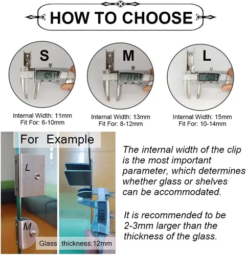 Miniatura 5 de WANLIAN 8 soportes de vidrio cepillado para montaje en pared, soportes de estante de vidrio flotante para estantes de vidrio de 1/4 pulgadas