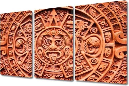 Miniatura 59 de Arte de pared de 3 piezas, pintura en lienzo del Día de los Muertos, Bailarín azteca, impresión sobre lienzo, festival mexicano, obra de arte