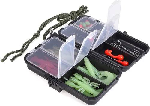 Miniatura 7 de Lixada Juego de combos de caña de pescar y carrete, caña de pescar telescópica con carretes giratorios, anzuelos, señuelos suaves, bolsa