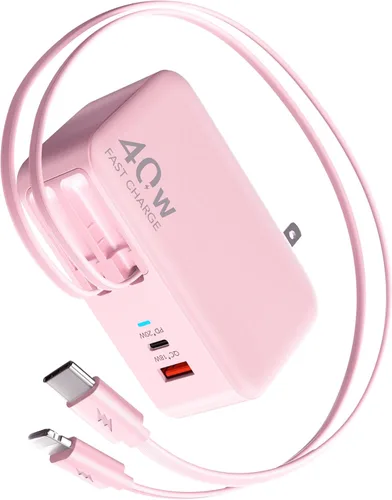 Miniatura 12 de Cargador de pared retráctil 4 en 1 para iPhone 17 USB C, multipuerto de ladrillo esencial de viaje, iluminación de 3 pies + cables tipo C, bloque
