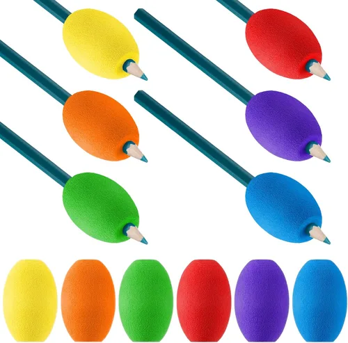 Outus 12 empuñaduras para lápiz de huevo para adultos, agarre de escritura a mano para huevo, lápiz capacitivo, espuma acolchada suave para