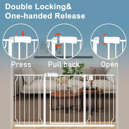 Miniatura 5 de Puerta extra ancha para bebé, 4.72 pulgadas, extensiones de paseo a través de la puerta del bebé, montaje a presión, cierre automático, puertas