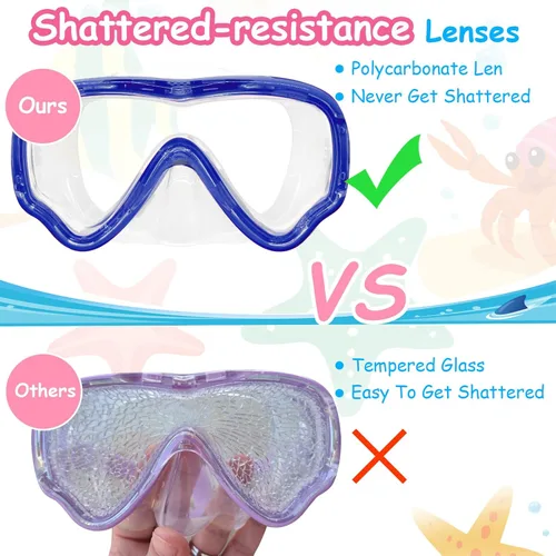 Miniatura 7 de Vvinca Kids-Goggles with Nose Cover, Diving Mask Elastic Fabric Strap Anti Fog Anti Shattered Lens for Kids Swim Goggles 3-14 16-azul marino
