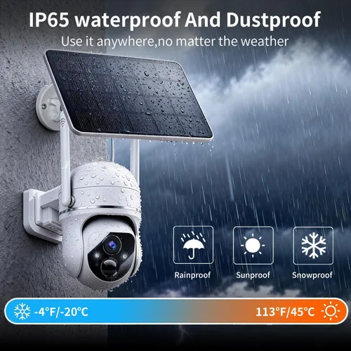 Miniatura 3 de Cámara inalámbrica de seguridad solar de 3 MP con visión de 360 ° con batería solar, cámara WiFi con detección de movimiento AI/conversación de 2