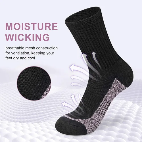Miniatura 2 de Calcetines deportivos de compresión acolchados para mujer, 5 pares