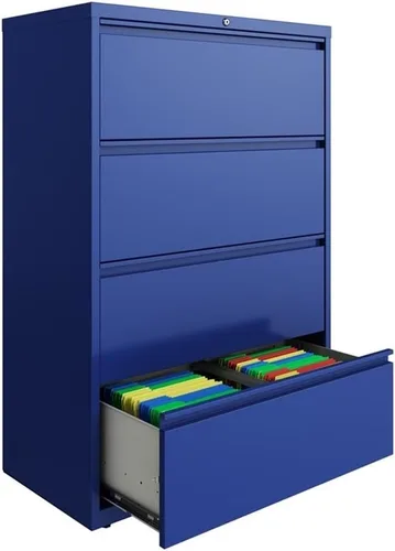 Miniatura 5 de UrbanPro Archivador lateral de metal de 36" con 4 cajones en azul clásico
