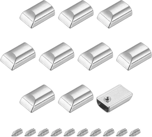 Miniatura 6 de uxcell 30 tapones de metal con cremallera, extremos rectangulares de repuesto con tornillo para manualidades, bolsa, equipaje, bronce oscuro