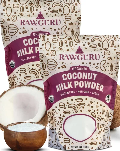 RawGuru Leche de coco orgánica en polvo, vegana y rica en nutrientes con hierro y potasio, leche orgánica rica y cremosa para beber o hornear, 16