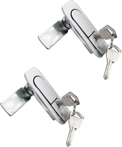 Cerradura emergente para panel de gabinete eléctrico, cerradura de leva de puerta, color plateado con llaves (plata, llaves)