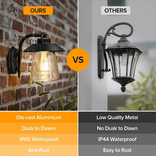 Miniatura 5 de LUTEC Lámpara de pared interior y exterior de atardecer a amanecer, aplique de pared estilo granja, lámpara de pared con acabado negro mate