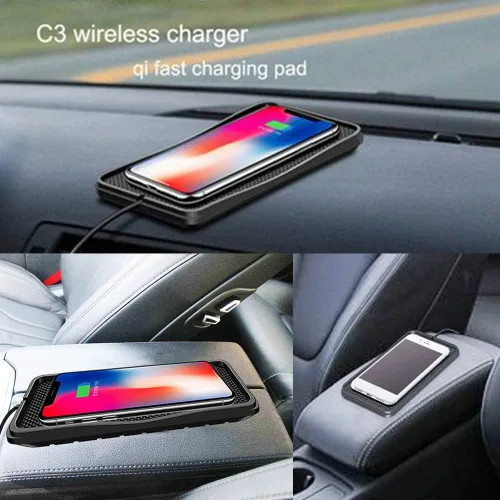 Miniatura 2 de POLMXS Cargador inalámbrico para automóvil, almohadilla de carga inalámbrica de 15 W, cargador de teléfono celular, alfombrilla de carga plana