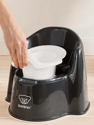 Miniatura 3 de BabyBjörn Silla para Orinal, Inodoro de Entrenamiento para Niños en Negro/Blanco, Fácil de Limpiar, Orinal Interior Extraíble, Antideslizante