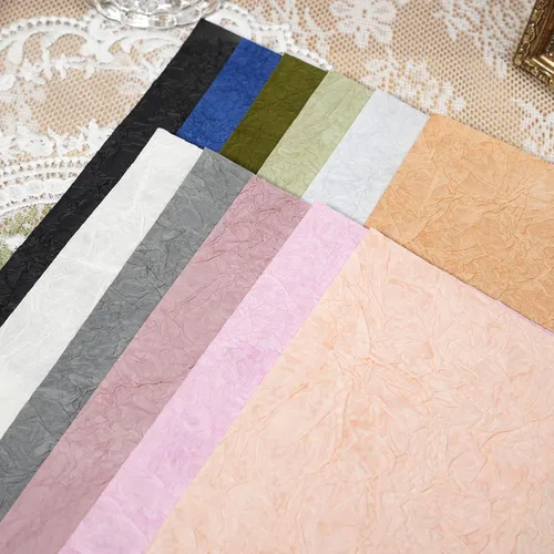 Miniatura 10 de Papel arrugado decorativo decorativo de tela texturizada de tamaño A5. 10PCS para producción artesanal, suministros de diario basura, fabricación