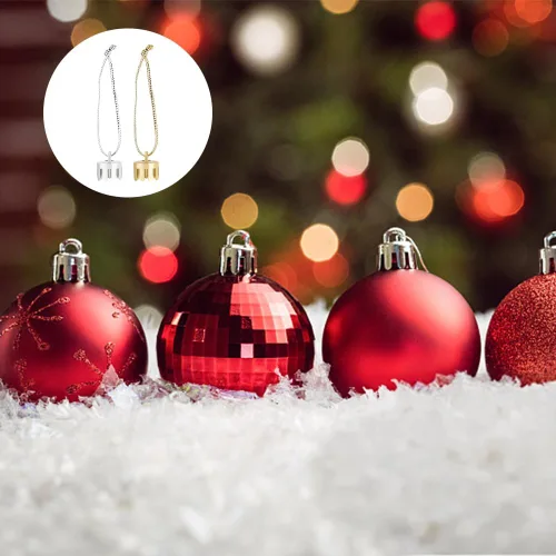 Miniatura 5 de WEBEEDY 400 piezas de adornos de Navidad, tapas de adorno doradas y plateadas, reemplazo con cuerdas de colgador, juego de cordón para decoración