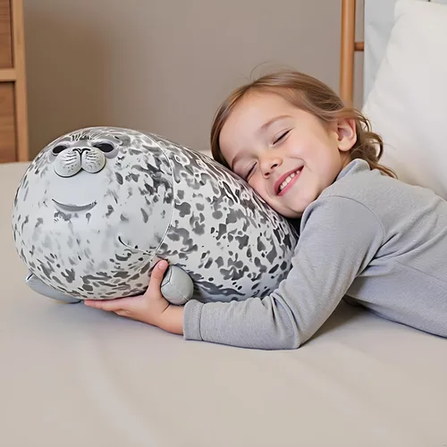 Miniatura 3 de Ryttir Animal de peluche grande de 24 pulgadas, diseño de focas suaves de peluche para dormitorio, divertidos regalos de San Valentín para mujeres