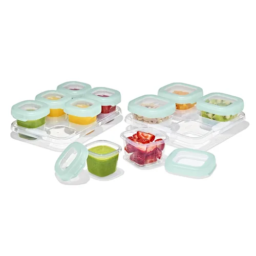 Miniatura 11 de OXO Tot Baby Blocks - Contenedores de almacenamiento para congelador, color verde azulado (4 onzas)