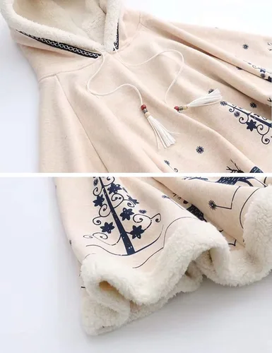 Miniatura 4 de Flygo Capa con capucha y forro polar para niña con estampado floral