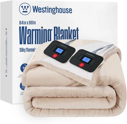 Miniatura 37 de Manta eléctrica con calefacción Westinghouse, manta eléctrica con 6 niveles de calefacción y configuración de tiempo de 2-10 horas, manta eléctrica