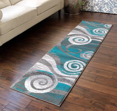 Miniatura 16 de Masada Rugs, Stephanie Collection 1103 - Alfombra de área moderna y contemporánea, color rojo, gris y blanco (2 pies 4 pulgadas x 11 pies), largo