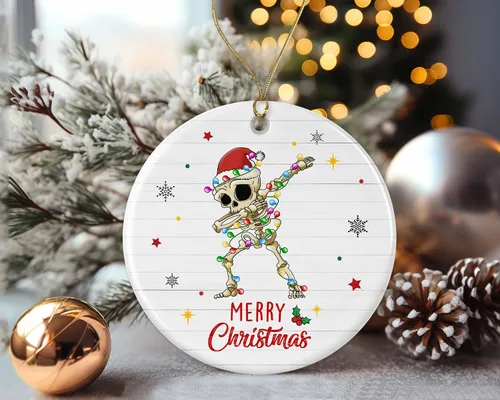 Miniatura 2 de Adorno de luz de esqueleto de Feliz Navidad, adorno de animales para niños impreso en ambos lados