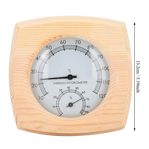 Miniatura 2 de Fdit Termómetro higrotermógrafo de madera para sauna higrómetro Sala de sauna Spruce Dial de madera humedad Medidor de temperatura Monitor