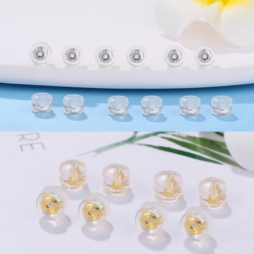 Miniatura 2 de Moconar - Parte trasera de aretes de silicona de oro de 18 quilates para tachuelas/orejas caídas, aretes pesados, no irritan, hipoalergénicos