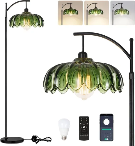 Miniatura 20 de QIYIZM - Lámpara de pie con diseño de árbol de 3 bombillas; alta, rústica, estilo rural, industrial y boho, pantalla de mimbre y bambú; para sala