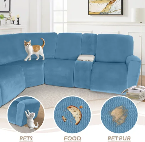 Miniatura 533 de Arfntevss Fundas de sofá seccional reclinable de terciopelo, Funda de sofá seccional de esquina para sofá reclinable, Funda elástica suave