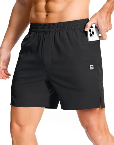 GGJ Pantalones cortos deportivos ligeros para hombre con 2 bolsillos con cremallera de 7/5/9 pulgadas, pantalones cortos de tenis de secado rápido
