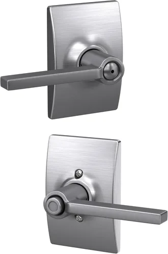 Miniatura 58 de Schlage F10 LAT 626 CEN Latitude - Manilla de puerta con moldura Century, cerradura de paso para pasillo y armario, cromo satinado