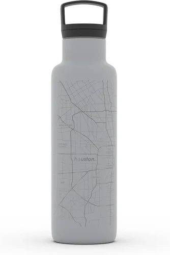 Miniatura 154 de Well Told Botella de agua aislada con mapa de Washington DC grabado, botella de acero inoxidable grabada (21 onzas, blanco) botella aislada de mapa