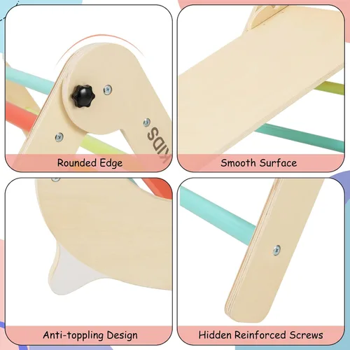 Miniatura 8 de Olakids Juego de Triángulo Pikler 7 en 1 Juguetes de Escalada para Niños Pequeños de 1 a 3 Años Interior Plegable de Madera Montessori Gimnasio
