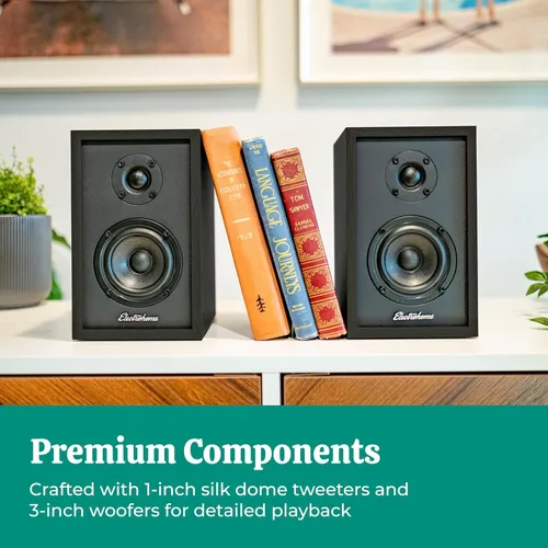 Miniatura 4 de Electrohome Berkeley - Altavoces estéreo 2.0 con amplificador integrado y controladores de 3 pulgadas para tocadiscos, TV, PC y transmisión de Negro
