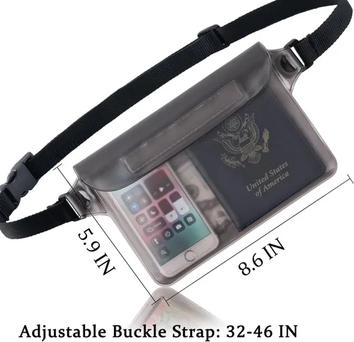 Miniatura 2 de CADONO Paquete de 2 fundas impermeables con correa ajustable para la cintura Bolsa seca sensible al tacto en pantalla, mantiene tu teléfono