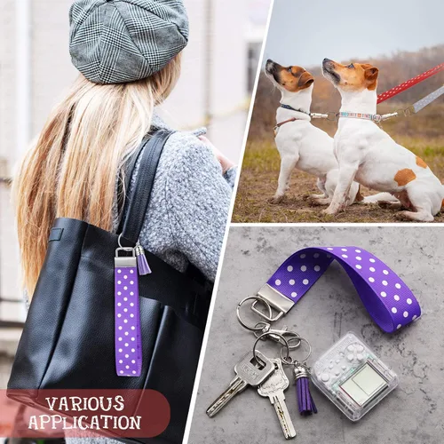 Miniatura 7 de Juego de 60 piezas de accesorios para llaves, 20 llaveros con anillo, 20 borlas de cuero para llavero y 20 ganchos giratorios a presión