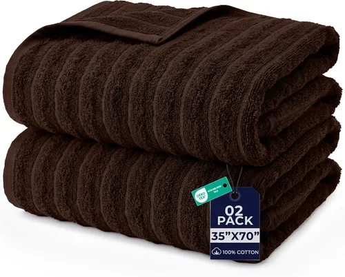 Miniatura 34 de DAN RIVER Paquete de 2 sábanas de baño de 35x70 pulgadas, sábanas de baño jumbo acanaladas para adultos, toallas grandes gruesas y absorbentes