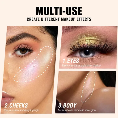 Miniatura 7 de Paleta de maquillaje iluminador, paleta de contorno brillante en polvo para iluminar el contorno de la cara, maquillaje dorado con reflejos