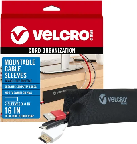 Miniatura 15 de VELCRO Brand VEL-30797-USA - Funda para cables de montaje en paredes, escritorio o centro de entretenimiento, adhesivo extraíble libre de daños, 12