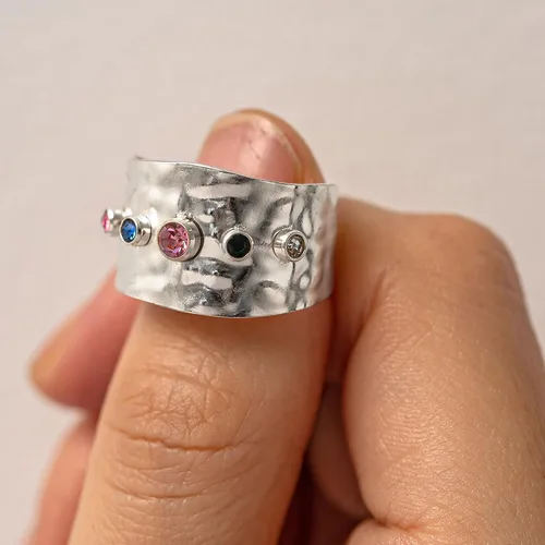 Miniatura 234 de Anillo de plata de ley 925, minimalista, ajustable, hecho a mano, para mujeres y niñas