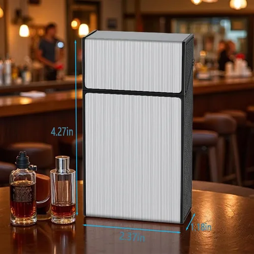 Miniatura 3 de Estuche de cigarrillos 2 unidades de 3.937 in tamaño King de 3.937 in (negro + plata) (negro + plata, 3.937 in)