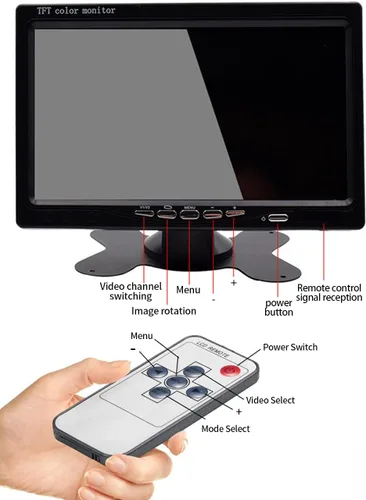 Miniatura 2 de Monitor de cámara de respaldo de vehículo HD de 7 pulgadas solamente, pantalla LCD TFT a color de visión trasera para automóvil, SUV, camioneta