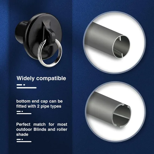 Miniatura 4 de Tapa de extremo con anillo, resistente a la intemperie, para persianas enrollables Coolaroo, para exteriores, persianas enrollables (negro, 1 par)