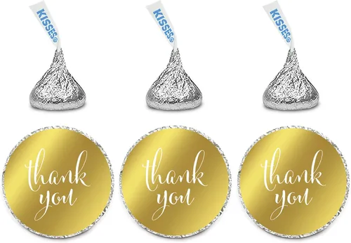 Andaz Press Etiquetas de gotas de chocolate, tinta dorada metálica, Thank You Fancy, paquete de 216, se adapta a besos, no lámina dorada, papelería