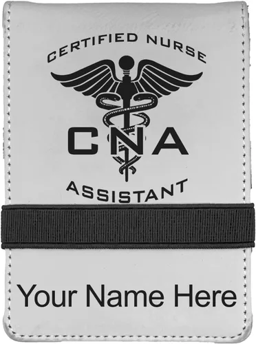 Miniatura 8 de LaserGram Mini padfolio con bloc de notas y bolígrafo, asistente de enfermera certificada por la CNA, grabado personalizado incluido (verde azulado)