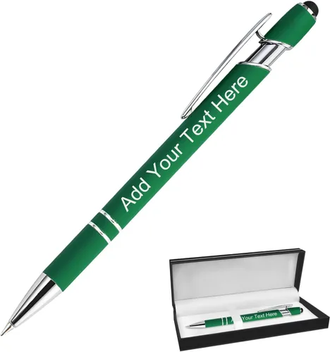 Miniatura 104 de Bolígrafos personalizados a granel grabados personalizados con punta de lápiz capacitivo, bolígrafos personalizados de tinta negra, regalos