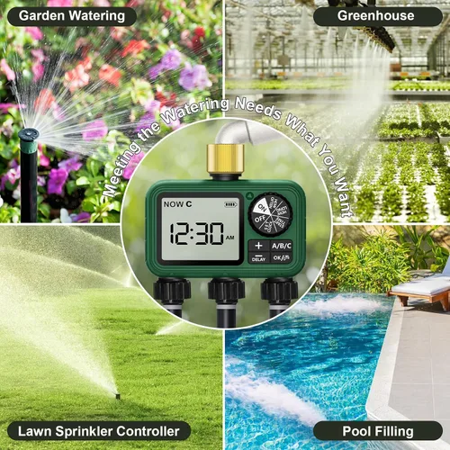 Miniatura 7 de Temporizador de agua para manguera de jardín al aire libre, temporizador de rociador para grifo de jardín con modo de retardo