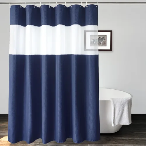 Miniatura 10 de UFRIDAY Cortina de ducha extralarga de 84 pulgadas con tejido de nido de abeja blanco y ventana con malla, cortina de baño decorativa resistente