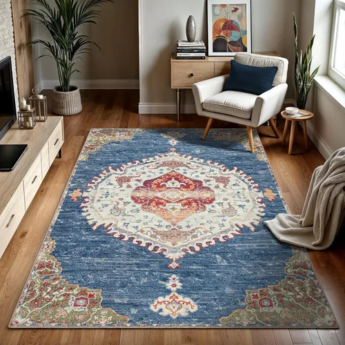 Miniatura 68 de GLN Rugs Bohemian Collection - Alfombra de felpilla lavable a máquina, bohemio vintage, antideslizante, alfombra de felpilla de pelo bajo, alfombra
