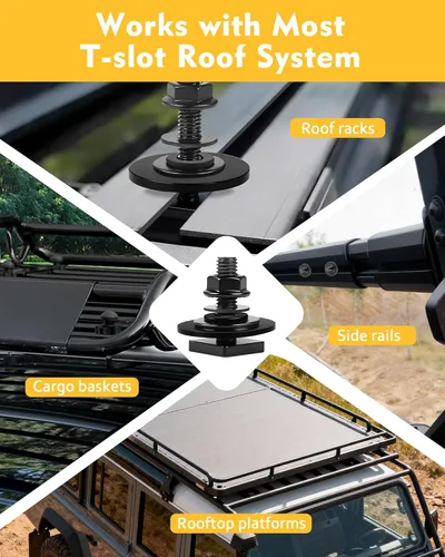 Miniatura 5 de Pernos de ranura en T para barras transversales de techo, plataforma, cesta de carga, adaptador de perno cuadrado en T de acero inoxidable de 4 mm